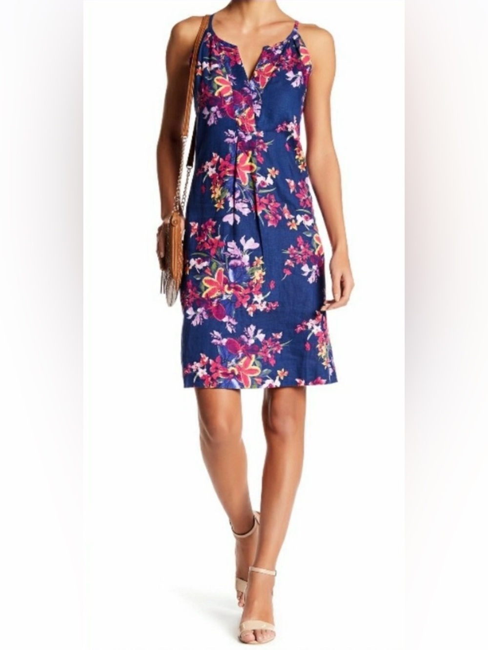 TOMMY BAHAMA Floria Estefan Linen Shift Dress in Blue Hawaiian Resort
